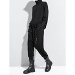 Women's Turtleneck Asymmetrical Wrap Front Paneled Long Sleeve T-shirt