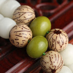 Buddha Stones White Jade Bodhi Lotus Mala Harmony Necklace Bracelet