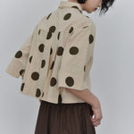 Women's Polka Dot Pleated Retro Collared Short Shirt