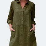 Zeagoo Women's Cotton Linen Midi Dress