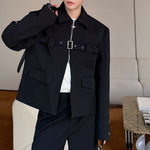 Half-zip Loose Metal Buckle Jacket