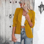 Zeagoo Women's Blazer Elegant 3/4 Sleeve Long Blazer (DE Only)