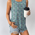 Zeagoo Tank Top Blouses Scooped Neck Pleated Front Shirts