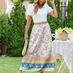 Zeagoo Maxi Skirts Boho Pleated A-Line Flowy Swing Skirt