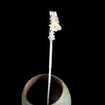 Buddha Stones 925 Sterling Silver Hetian White Jade Flower Blessing Hairpin