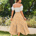 Zeagoo Women High Waisted Long Skirt Flowy Drawstring Maxi Skirt