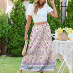 Zeagoo Maxi Skirts Boho Pleated A-Line Flowy Swing Skirt