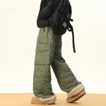 Multi-pocket Lamb Wool Cotton Plus Velvet Thickened Wide-leg Pants