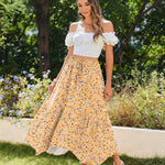 Zeagoo Women High Waisted Long Skirt Flowy Drawstring Maxi Skirt