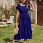 Zeagoo Midi A Line Dress Short Sleeve Casual Flowy Tiered Sundress (US Only)