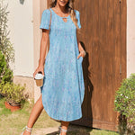 Zeagoo Maxi Dress with Pockets Short Sleeve Sundress