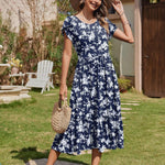 Zeagoo Midi A Line Dress Short Sleeve Casual Flowy Tiered Sundress (US Only)
