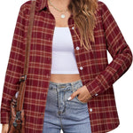Zeagoo Flannel Shirt Women Button Down Long Sleeve Plaid Shirts