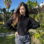 Zeagoo Women's Fall Crewneck Cropped Sweater