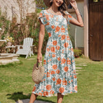 Zeagoo Midi A Line Dress Short Sleeve Casual Flowy Tiered Sundress (US Only)