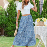 Zeagoo Maxi Skirts Boho Pleated A-Line Flowy Swing Skirt
