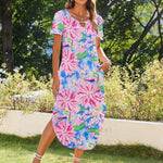 Zeagoo Maxi Dress with Pockets Short Sleeve Sundress