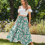 Zeagoo Women High Waisted Long Skirt Flowy Drawstring Maxi Skirt