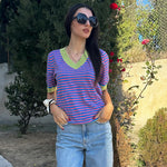 Zeagoo Short Sleeve Sweaters Soft Casual V Neck Pullover Tops