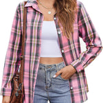 Zeagoo Flannel Shirt Women Button Down Long Sleeve Plaid Shirts