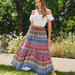 Zeagoo Women High Waisted Long Skirt Flowy Drawstring Maxi Skirt