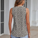 Zeagoo Tank Tops Pleated V Neck Floral Solid Loose Fit Tops