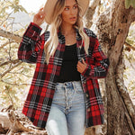 Zeagoo Women Flannel Shacket Jacket Plaid Button Down Shirt