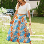 Zeagoo Maxi Skirts Boho Pleated A-Line Flowy Swing Skirt