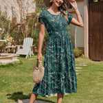 Zeagoo Midi A Line Dress Short Sleeve Casual Flowy Tiered Sundress (US Only)