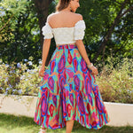 Zeagoo Women High Waisted Long Skirt Flowy Drawstring Maxi Skirt