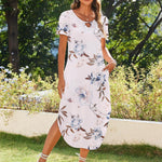 Zeagoo Maxi Dress with Pockets Short Sleeve Sundress