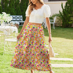 Zeagoo Maxi Skirts Boho Pleated A-Line Flowy Swing Skirt