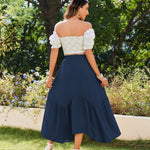 Zeagoo Women High Waisted Long Skirt Flowy Drawstring Maxi Skirt