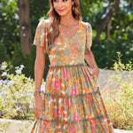 Zeagoo Summer Tiered Mini Dress with Pockets Ruffle Sleeve Dress