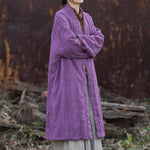 Ramie Hand-tied Tie-dyed Padded Thickened Women's Long Cotton Coat