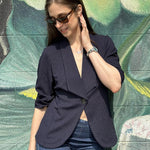 Zeagoo Women's Blazer Elegant 3/4 Sleeve Long Blazer (DE Only)
