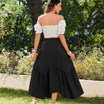 Zeagoo Women High Waisted Long Skirt Flowy Drawstring Maxi Skirt