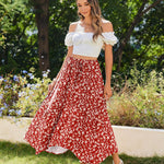 Zeagoo Women High Waisted Long Skirt Flowy Drawstring Maxi Skirt