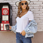 Zeagoo T-Shirt Women's Short Sleeve Deep V Neck Top (DE Only)