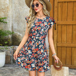 Zeagoo Women's Dress Round Neck Knee-Length Casual Dress (DE Only)