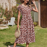 Zeagoo Midi A Line Dress Short Sleeve Casual Flowy Tiered Sundress (US Only)