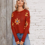Zeagoo Women's Crew Neck Cropped Sweater Long Sleeve Knit Tops