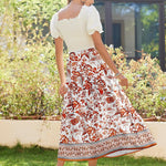 Zeagoo Maxi Skirts Boho Pleated A-Line Flowy Swing Skirt