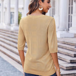 Zeagoo Loose Short Sleeve Tunic Tops Crochet Knit Pullover Sweater