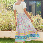 Zeagoo Maxi Skirts Boho Pleated A-Line Flowy Swing Skirt
