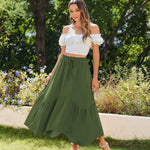 Zeagoo Women High Waisted Long Skirt Flowy Drawstring Maxi Skirt
