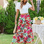 Zeagoo Maxi Skirts Boho Pleated A-Line Flowy Swing Skirt