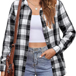 Zeagoo Flannel Shirt Women Button Down Long Sleeve Plaid Shirts