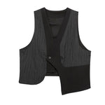 Asymmetrical Black Loose Vest