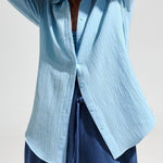 Zeagoo Solid Color Long Sleeve Cotton Crepe Shirt for Women Casual Work Office Loose Fit 2026 | Under